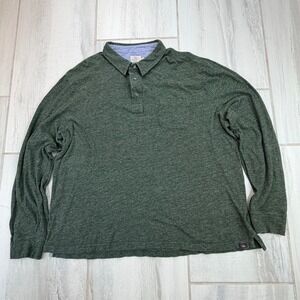 Faherty Brand Mens XXL Organic Cotton Long Sleeve Polo Shirt Green MKF2085-OHT